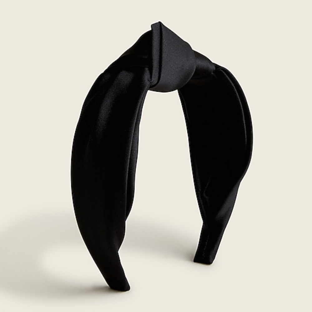 New! J Crew Satin large knot headband in black NWT